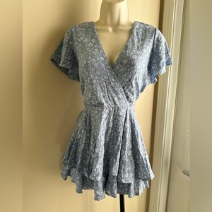 Flowery Blue Short Romper